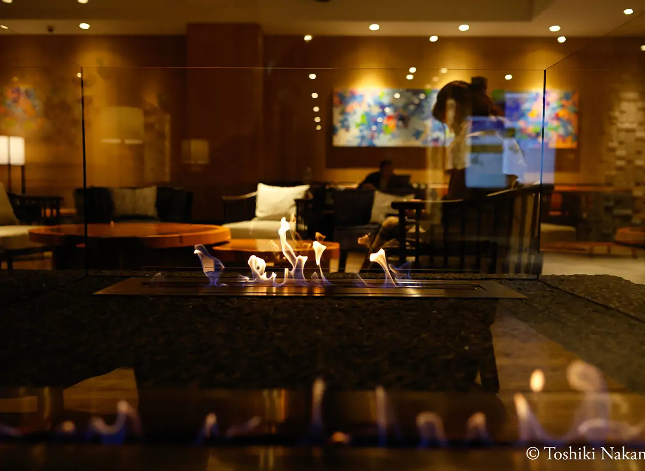 Nozo Hotel Cocktail Bar, Fireplace, Furano