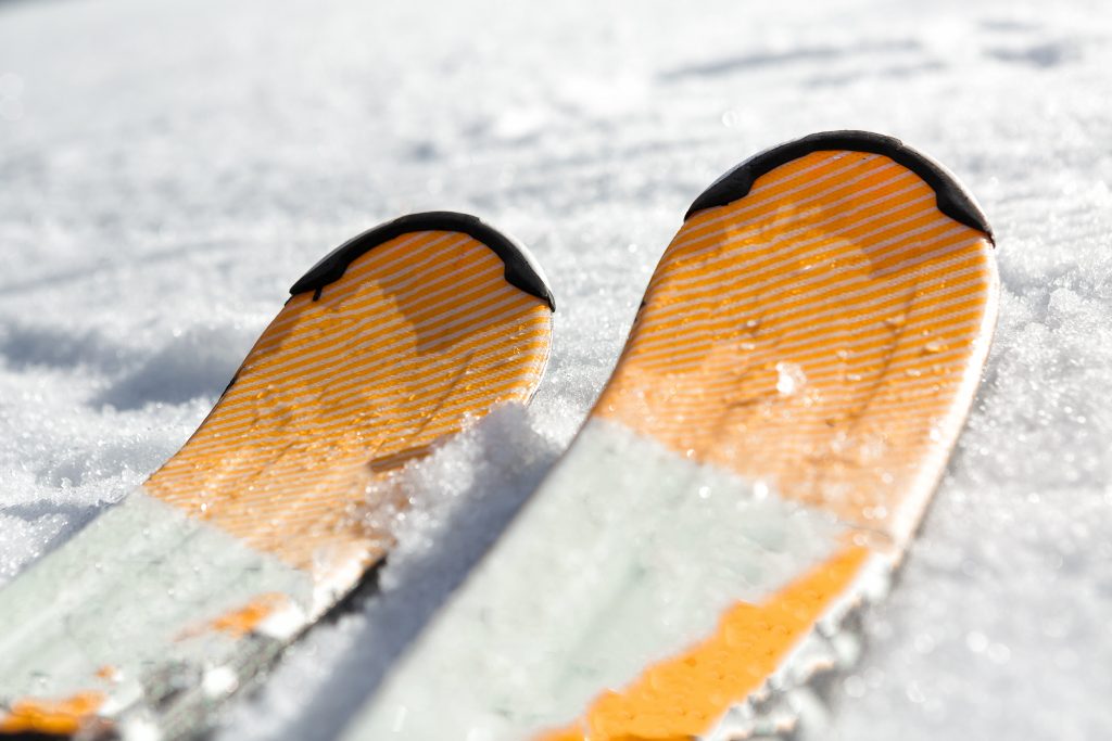 Close-up,Of,A,Ski,In,The,Snow