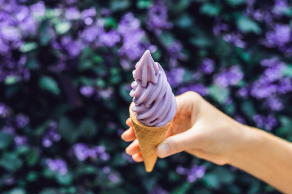 A,Female,Hand,Holds,A,Lavender,Ice,Cream,On,The